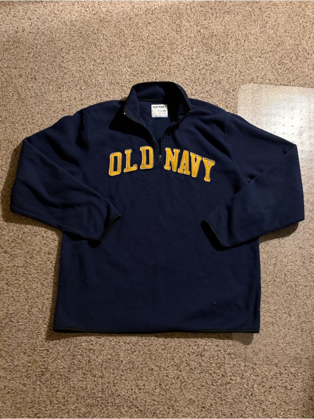Old Navy Navy Quarter-Zip Fleece with Yellow Chest Logo